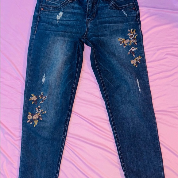 Democracy Dark Blue Embroidered Skinny Jeans - Picture 1 of 6